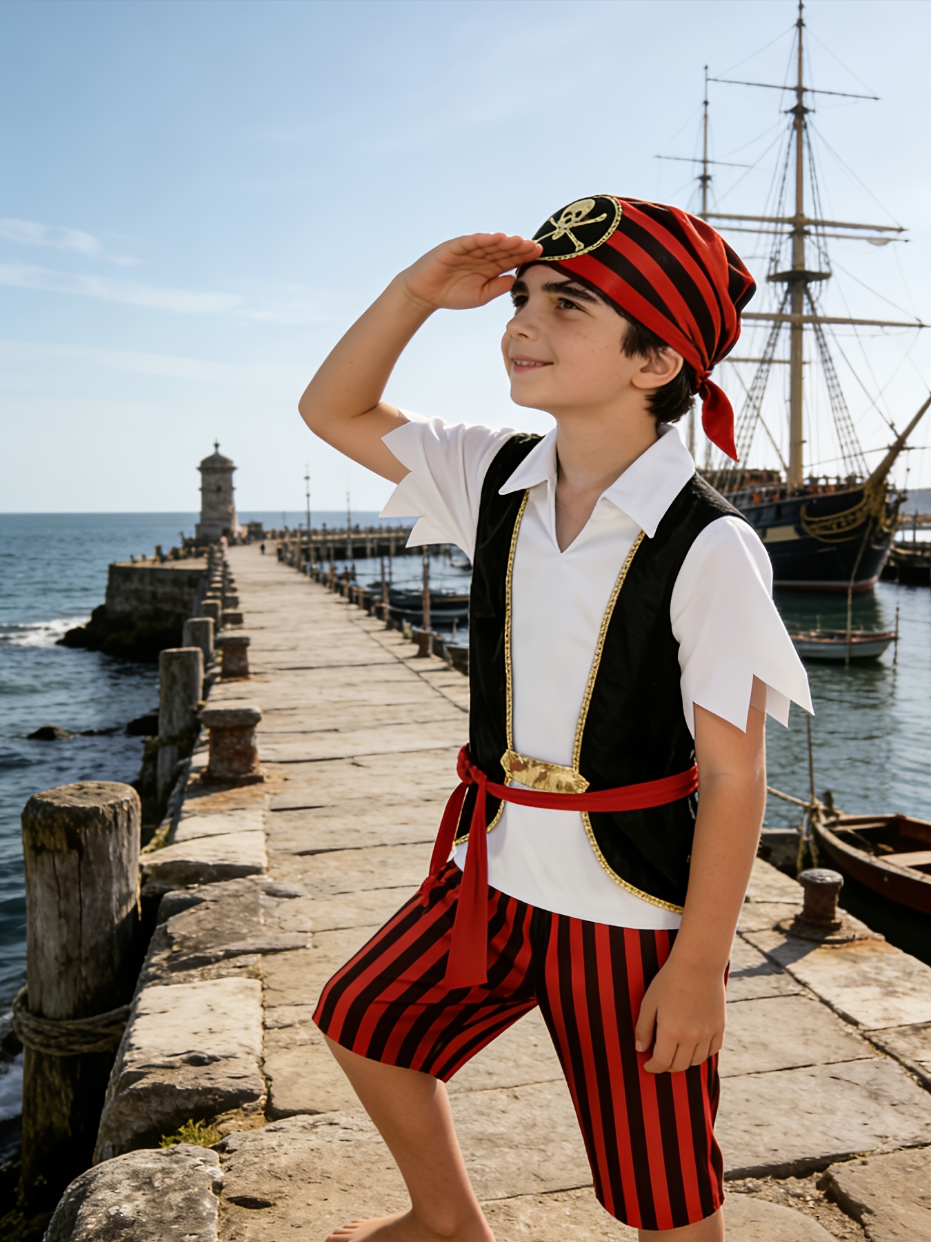 Boys' Pirate 4pc Costume Set for Halloween & Parties